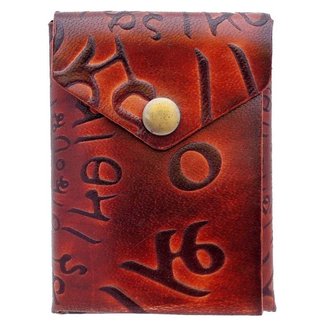 HEALTH FRIENDLY STITCHLESS  LEATHER WALLET CUM CARDHOLDER (Mindfulness Symbol with Ancient Indic Script Background)
