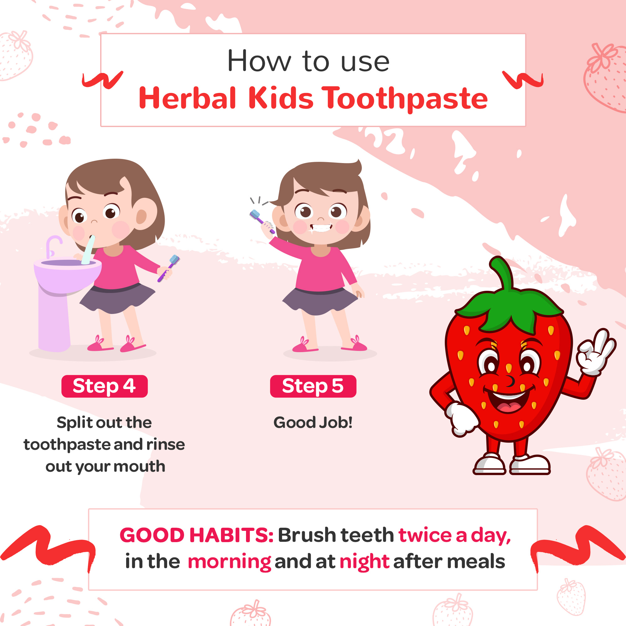 BabyOrgano Herbal Kids Toothpaste 50g, with the goodness of Babool and Mulethi, Strawberry Flavour, Fluoride Free, SLS Free, 100% Ayurvedic, FDCA Approved