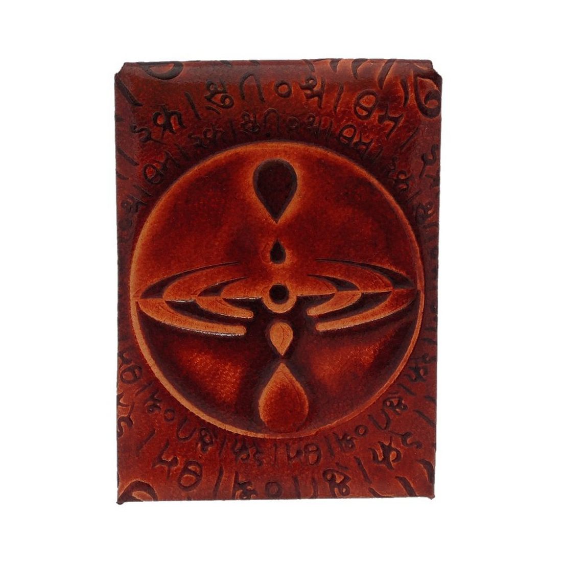 HEALTH FRIENDLY STITCHLESS  LEATHER WALLET CUM CARDHOLDER (Mindfulness Symbol with Ancient Indic Script Background)