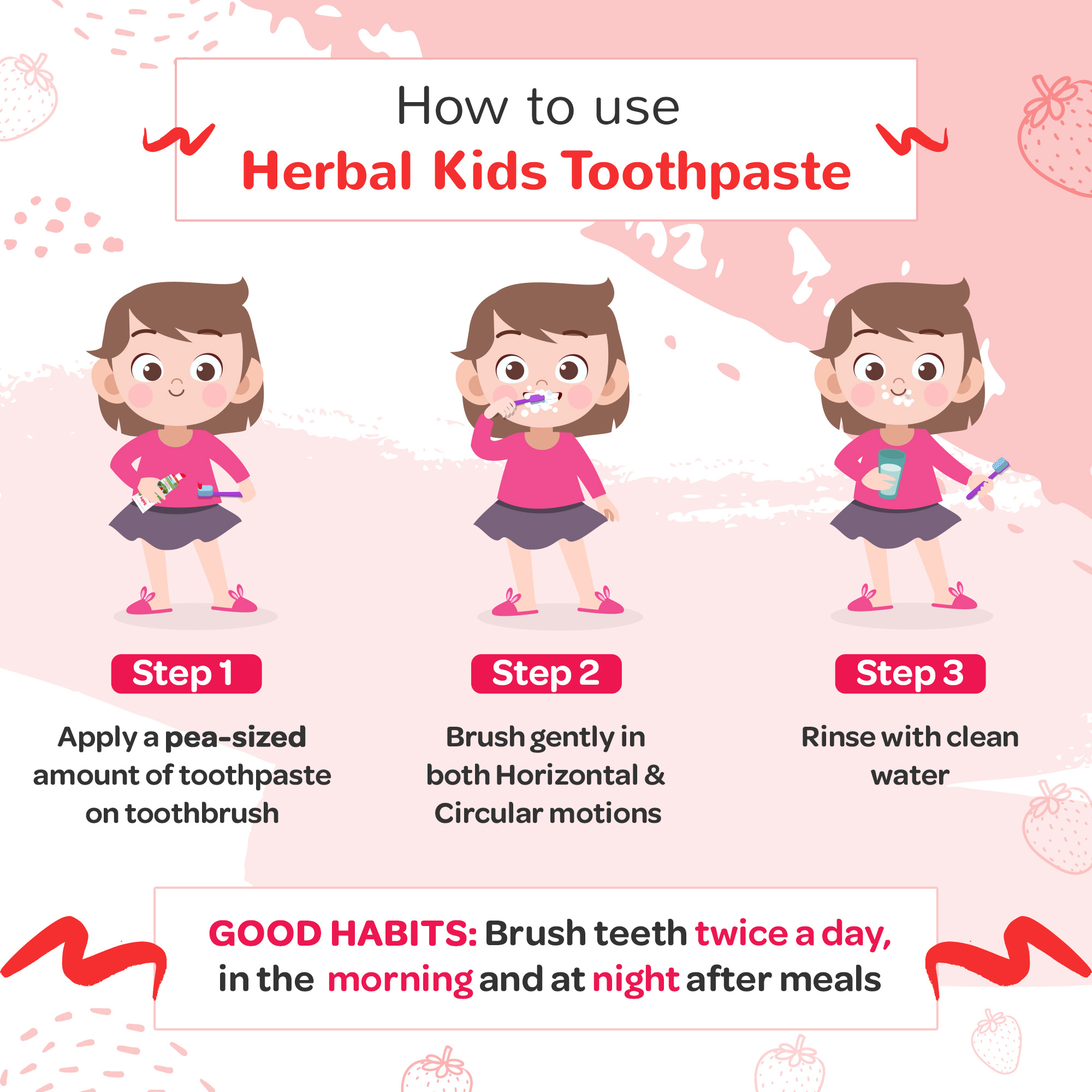 BabyOrgano Herbal Kids Toothpaste 50g, with the goodness of Babool and Mulethi, Strawberry Flavour, Fluoride Free, SLS Free, 100% Ayurvedic, FDCA Approved