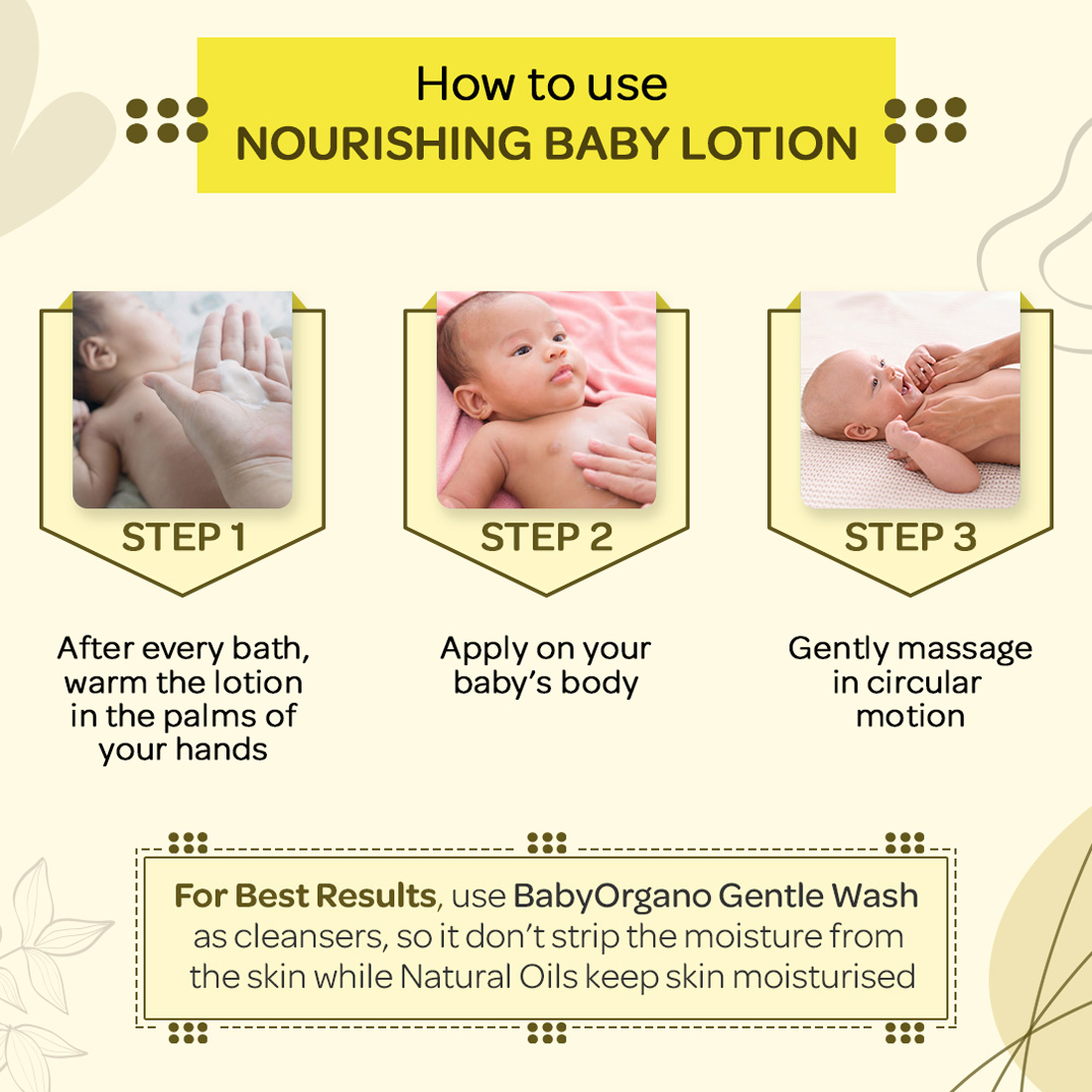BabyOrgano Nourishing Baby Lotion for Deep Nourishment and Smooth Skin, Non-Sticky Formula, 100% Ayurvedic, Absolutely Safe & Natural for New Born Babies, FDCA Approved (100ml)