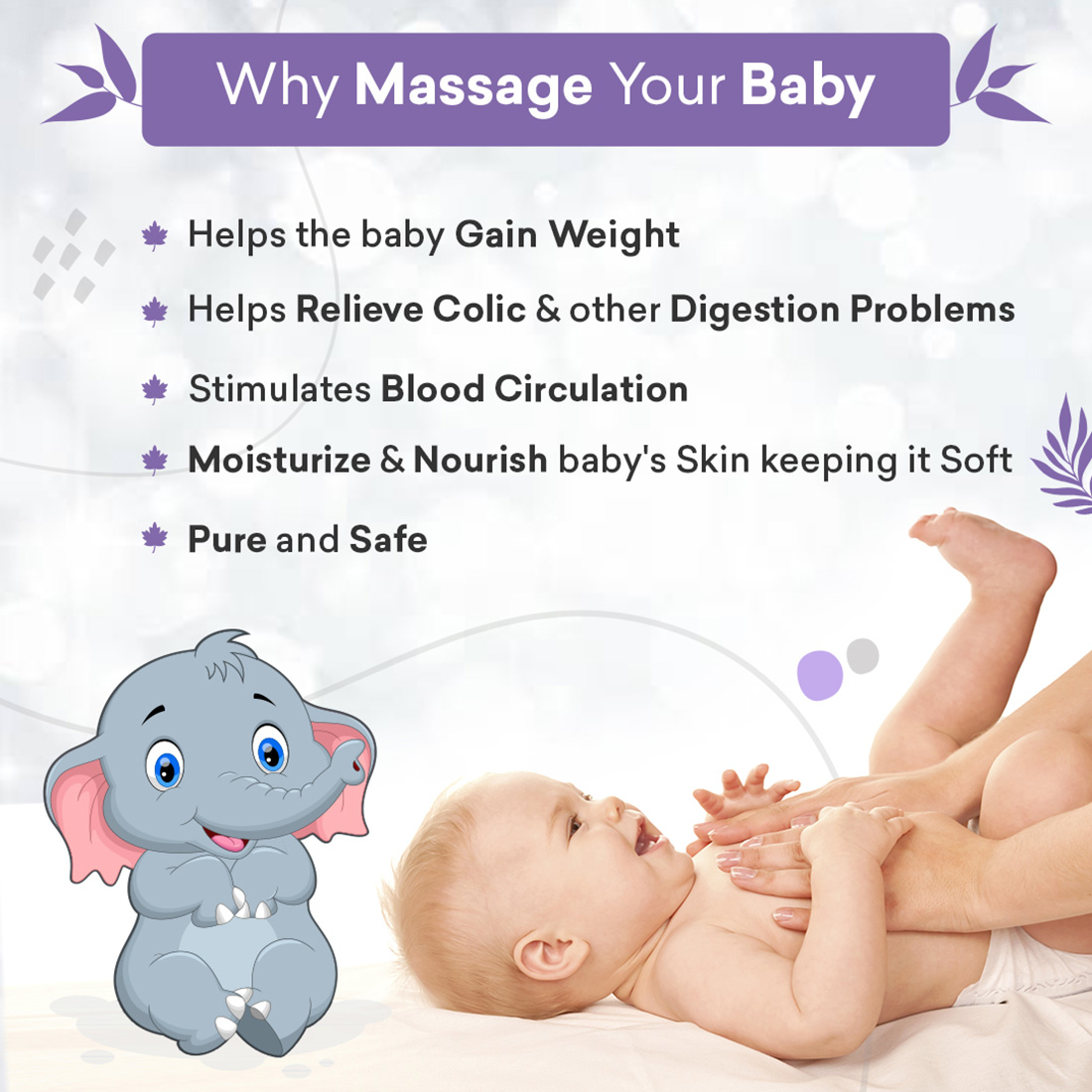 BabyOrgano Soothing Baby Massage Oil for nourishes skin and strengthen bones and muscles, 100% Ayurvedic, Absolutely Safe & Natural for new born babies, FDCA Approved (100ml)