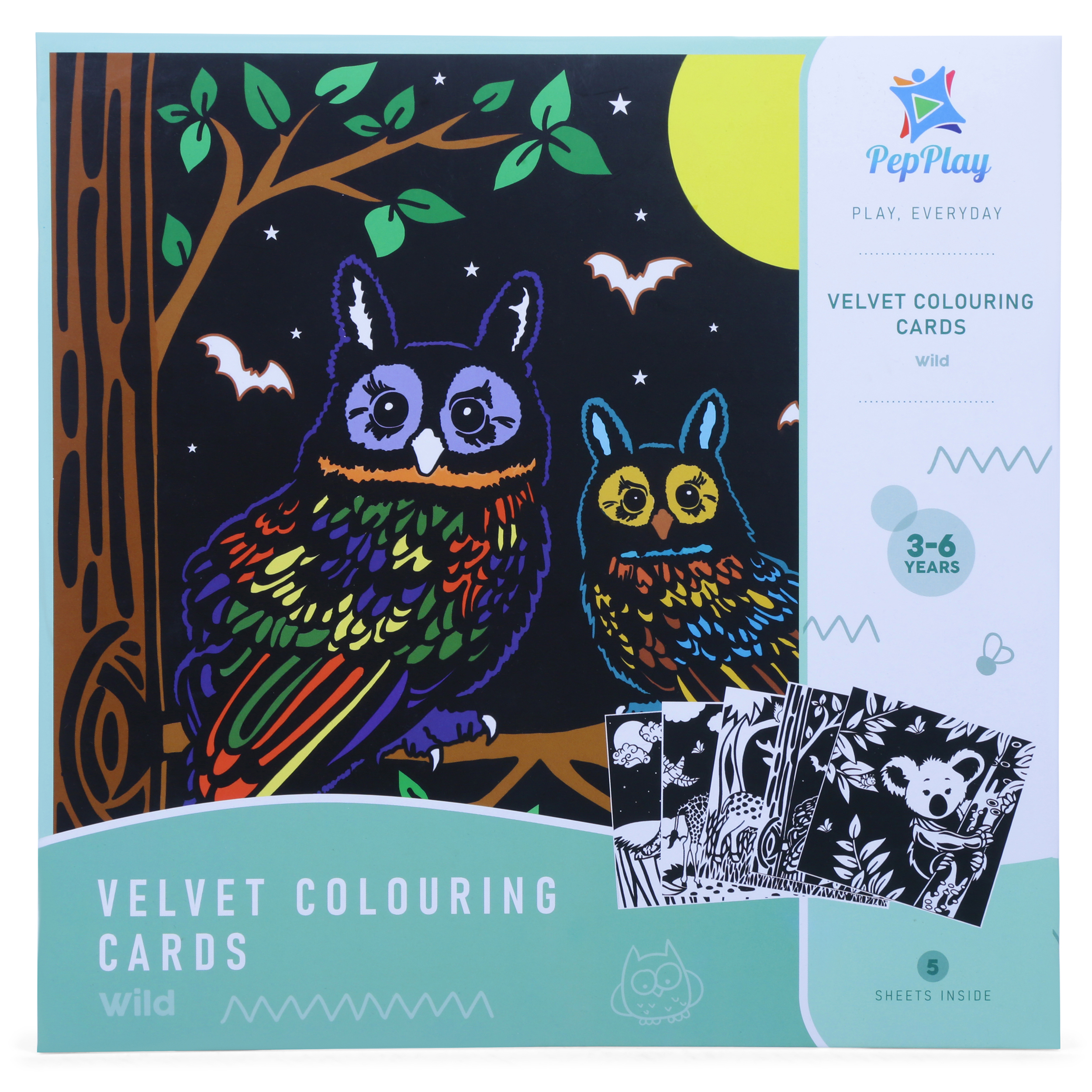 PepPlay Velvet Colouring Cards - Wild Animals