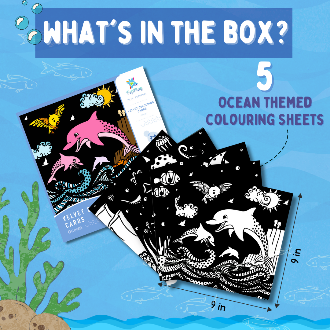 PEPPLAY VELVET COLOURING CARDS- OCEAN