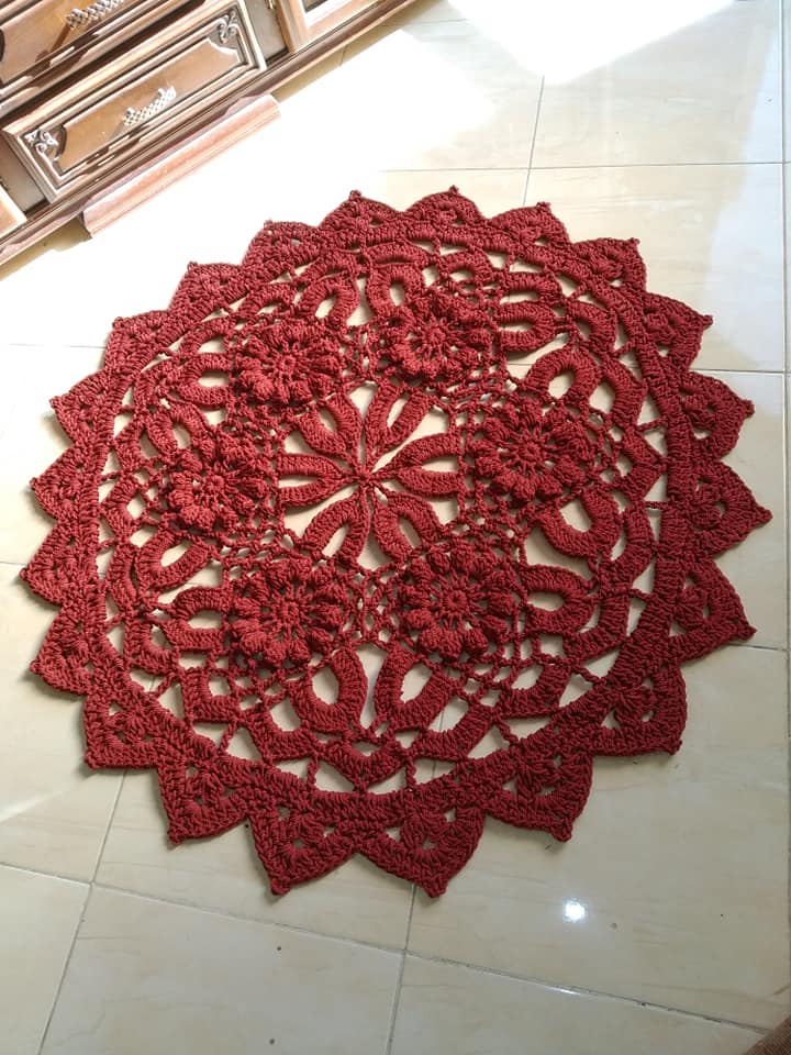 Crochet Mat 130cm Red colour