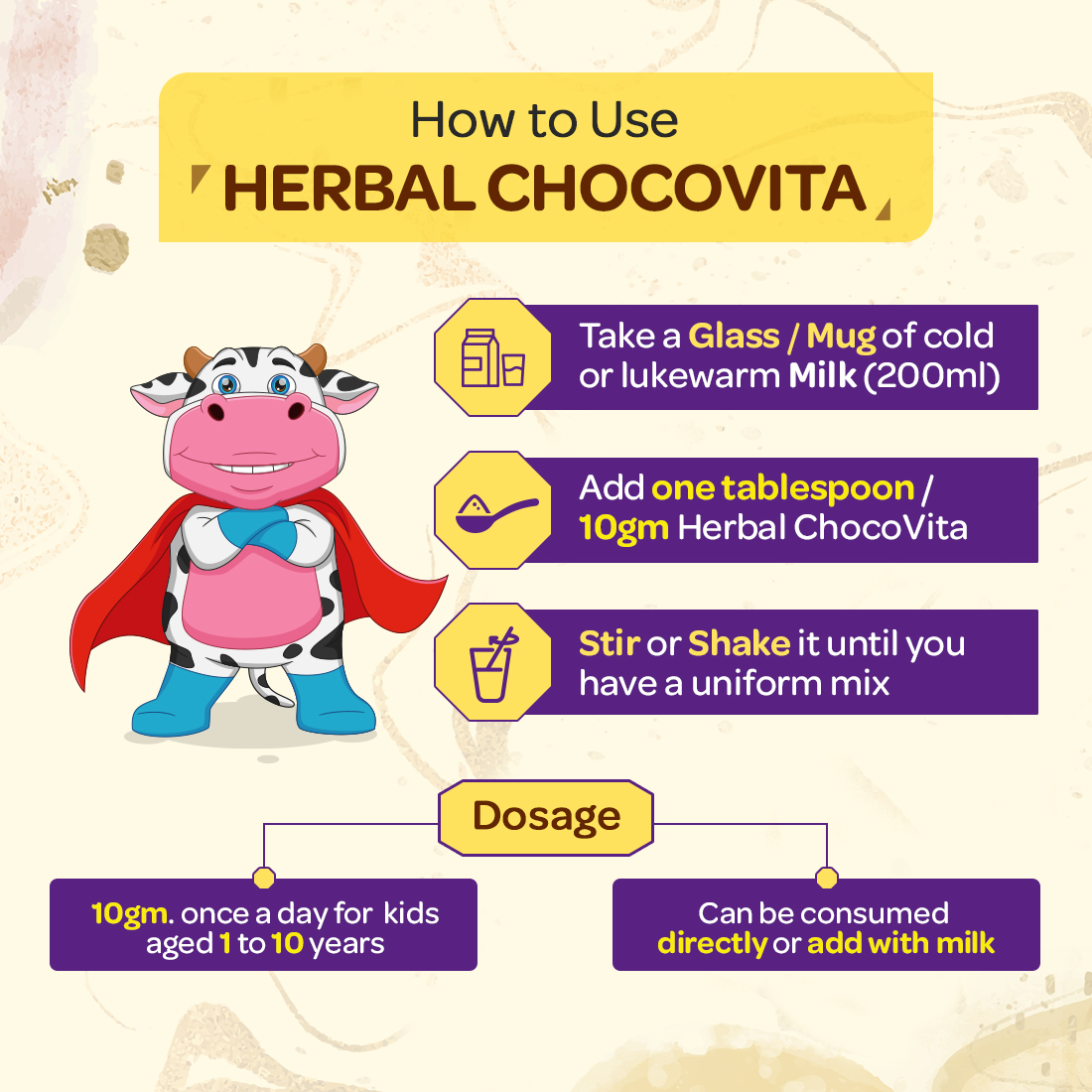 Herbal ChocoVita Kids Granules 300gm | Chocolate flavour | with the goodness of Ashwagandha, Brahmi, Satavari and other 14 Ayurvedic herbs