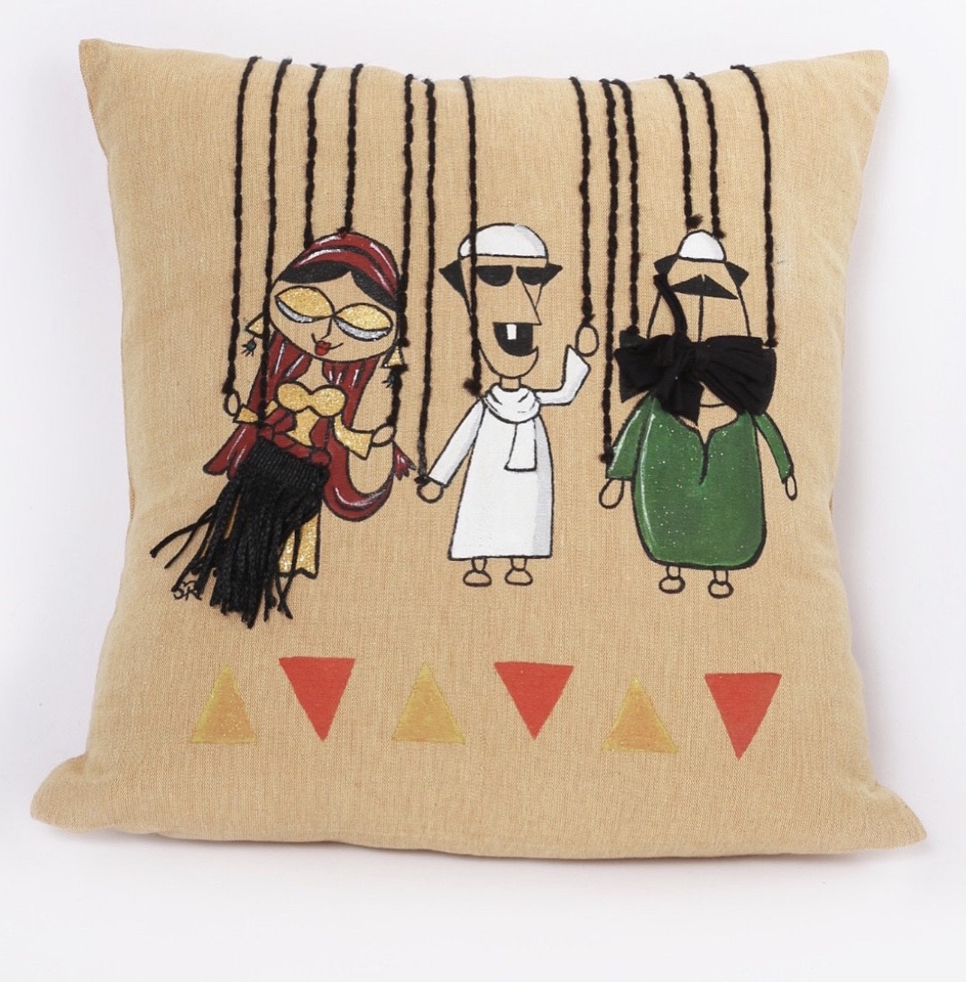 Hand Painted Cushions 100% Pure Egyptian Cotton -Hand Woven Textile