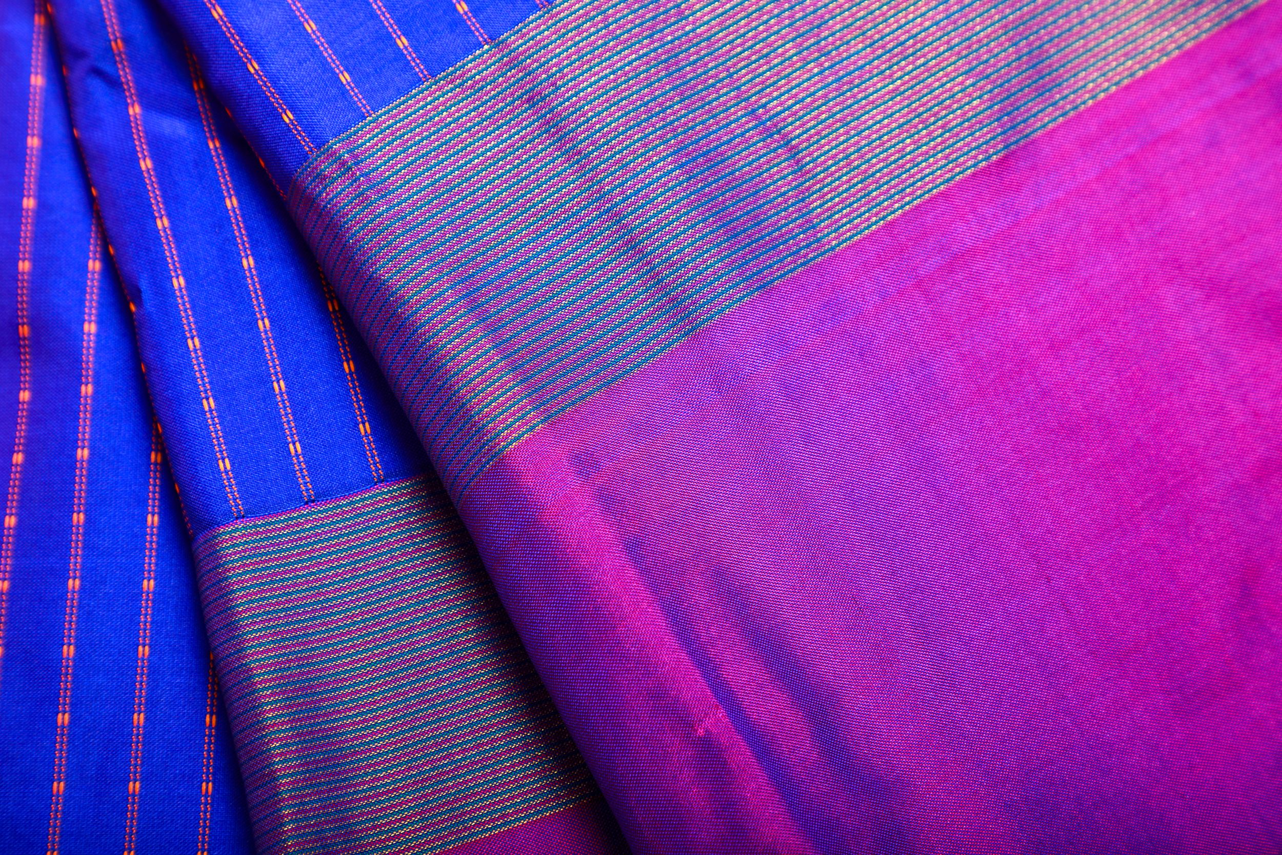 Dark Blue Pearl Dot lines Fancy Silk Saree