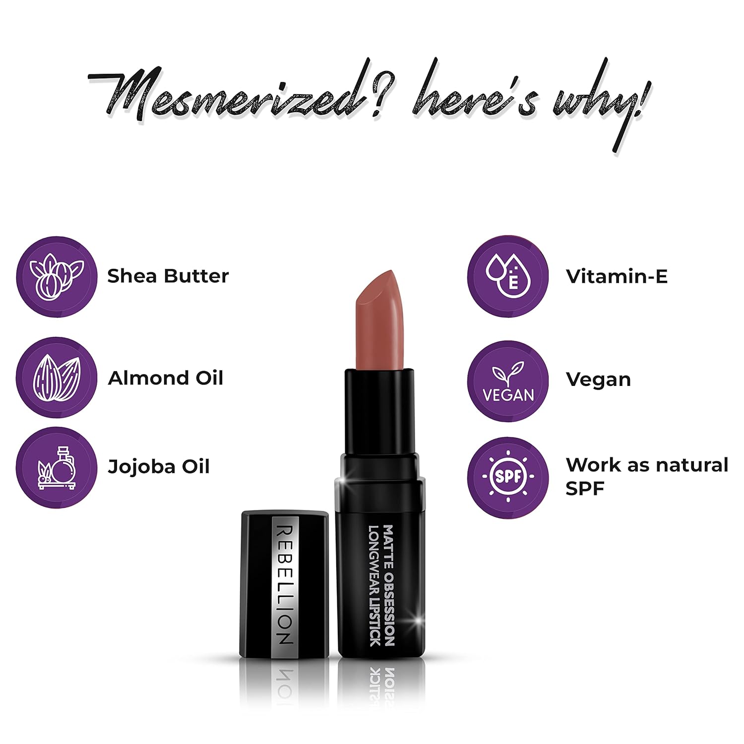 Rebellion Matte Obsession Long Wear Nude Shade Lipstick | Nude Beige - Adonis 12