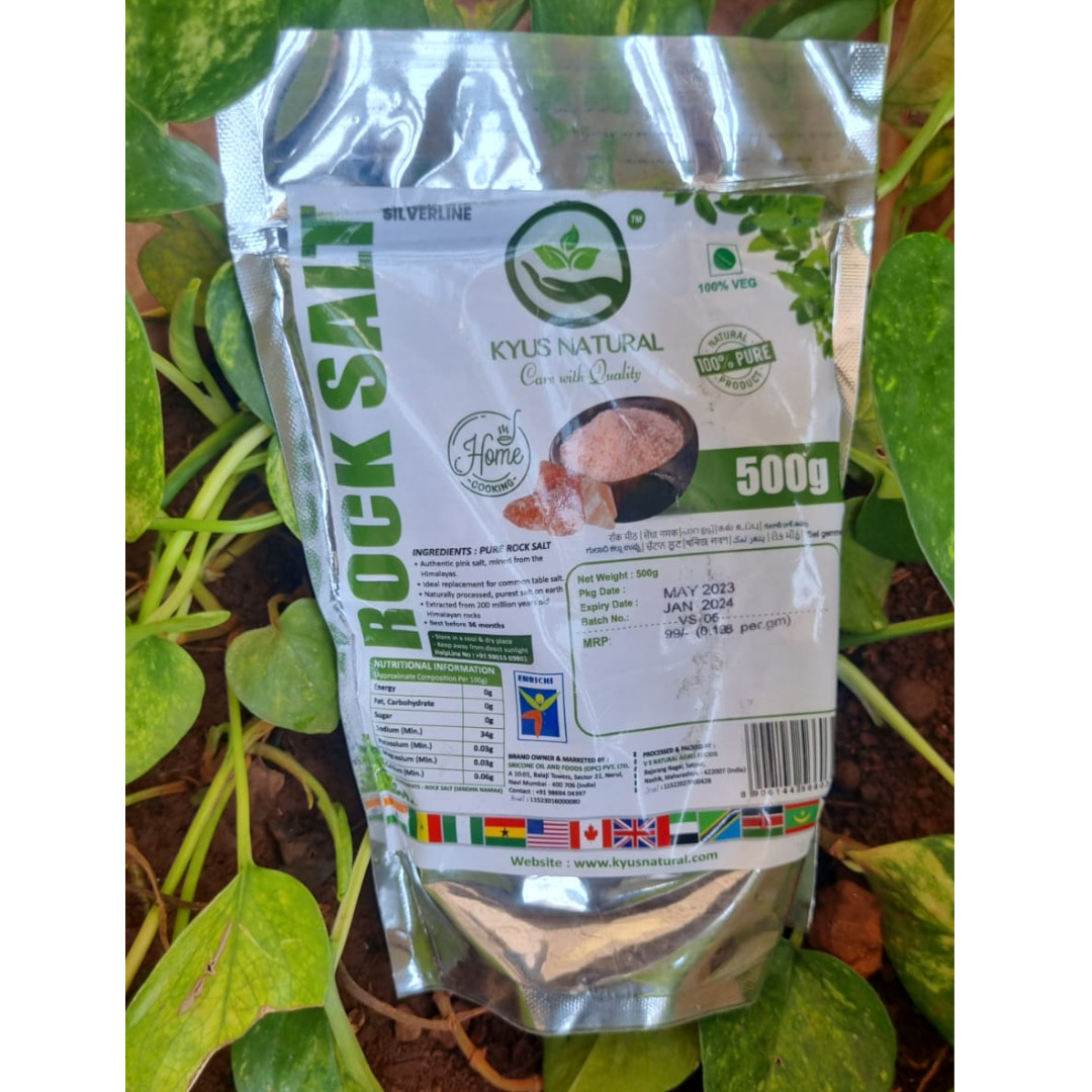 Kyus Natural Pure Pink Rock Salt Sendha Namak (500g)