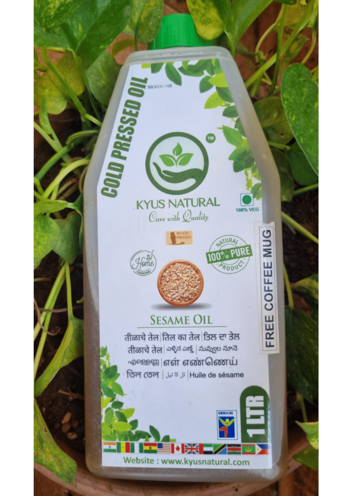 Kyus Natural Cold Pressed Wood Pressed Sesame Oil (1L)