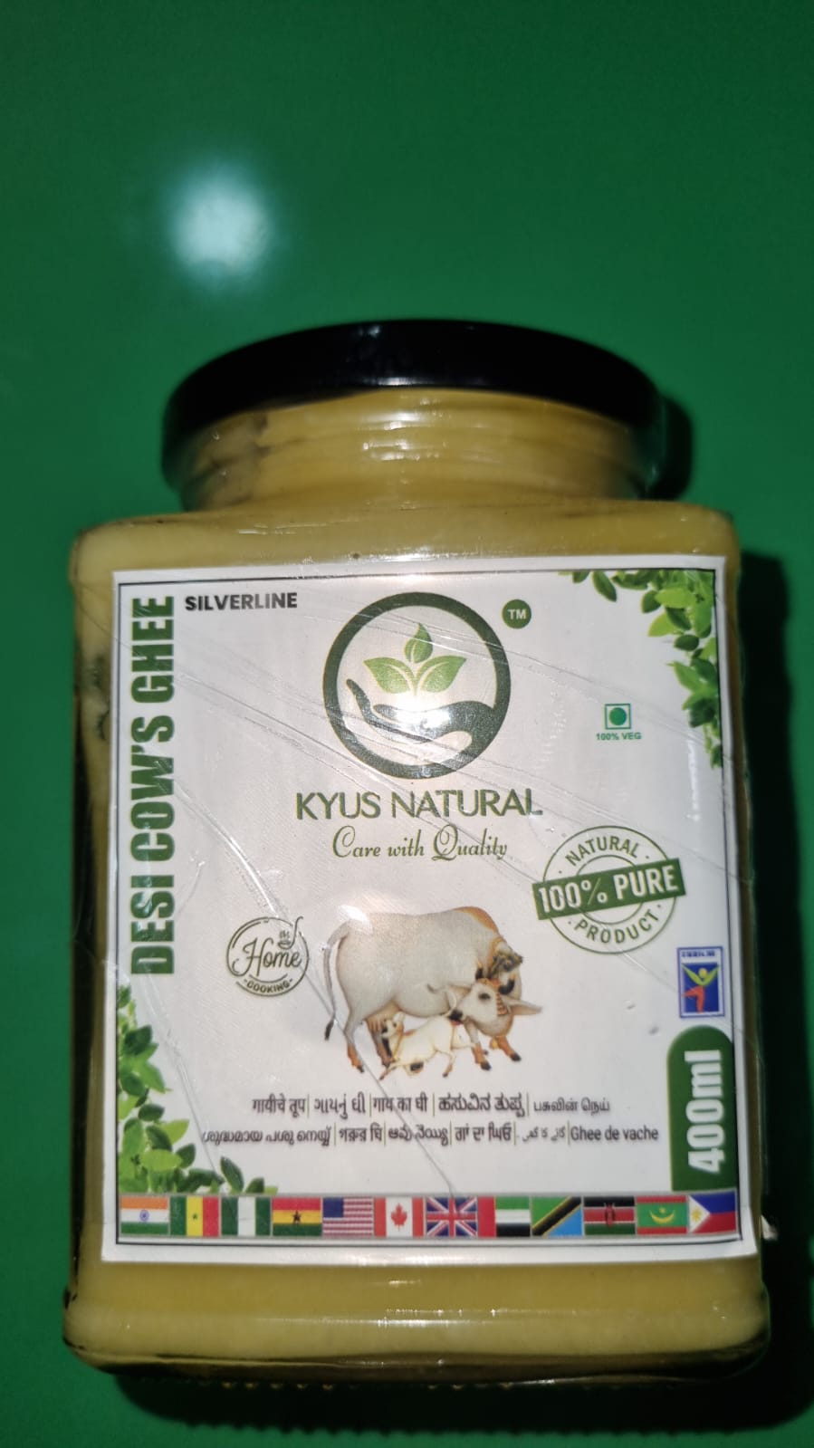 Kyus Natural Pure A2 Desi Cow Clarified Butter Ghee (400ml)