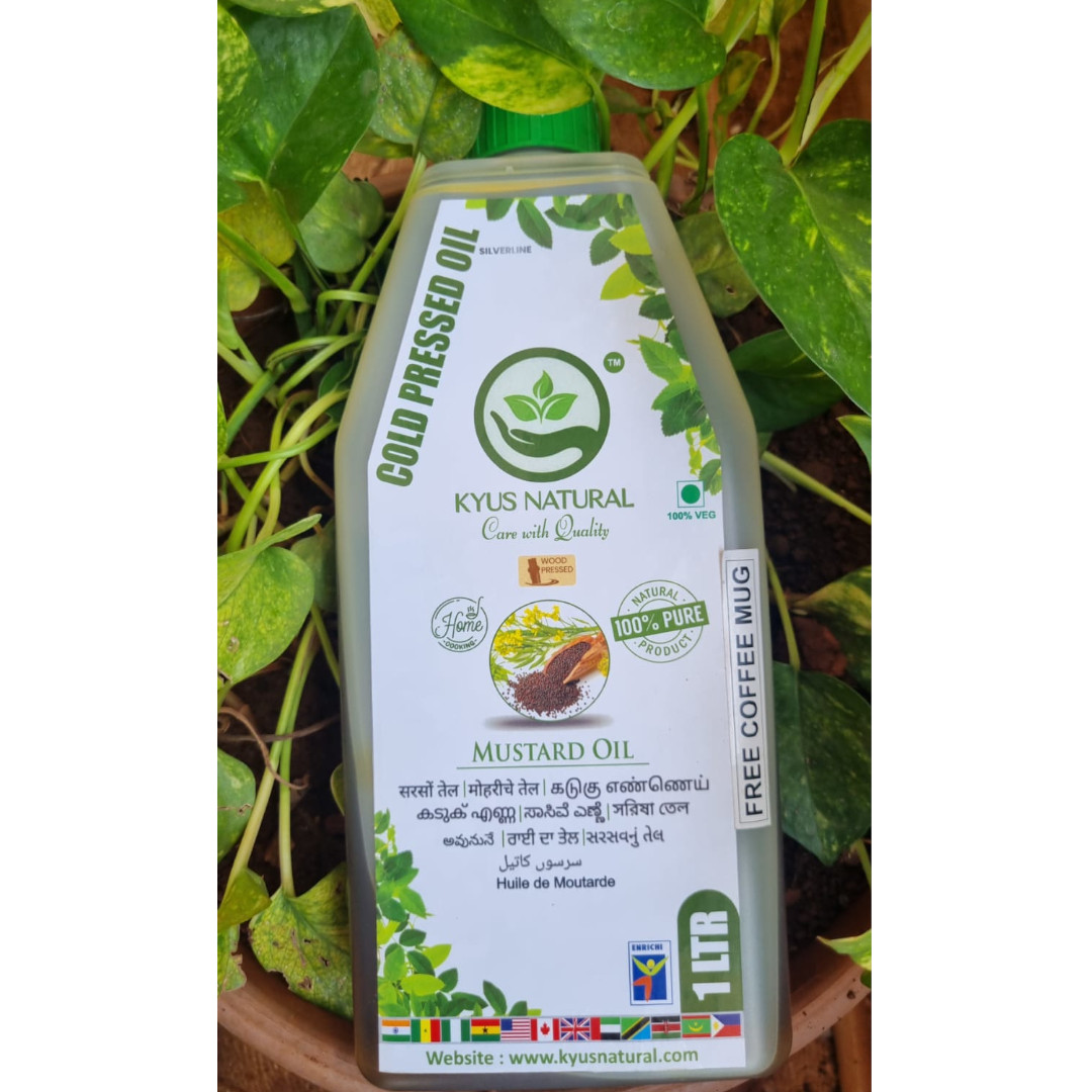 Kyus Natural Cold Pressed Kachi Ghani Mustard Oil (1L)
