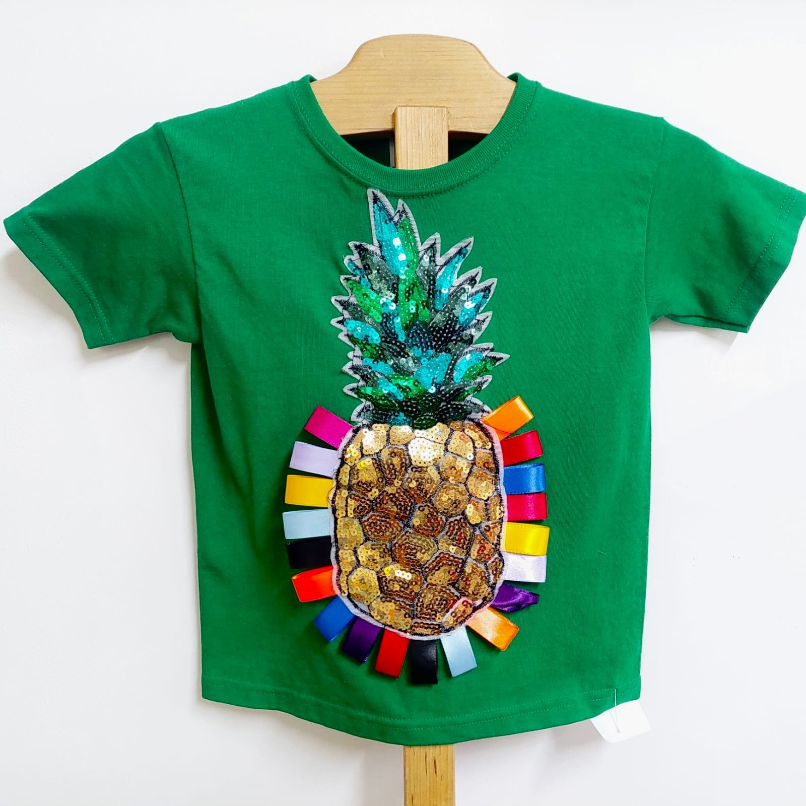 Mercaideas Hand-Embroidered Pineapple Cotton T-Shirt