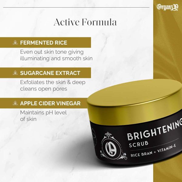 Rice Bran and Vitamin E Face Scrub by Organzy| Brightening Facial Scrub for Softens Skin - 100 Grams