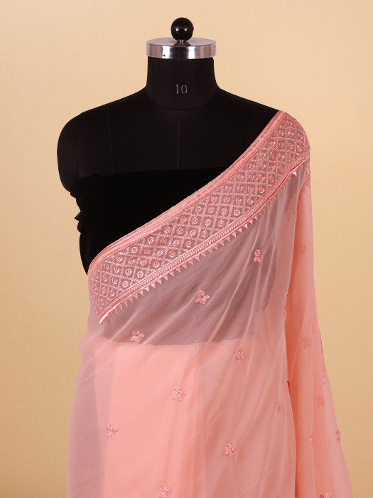 Georgette Thread Embroidery Saree