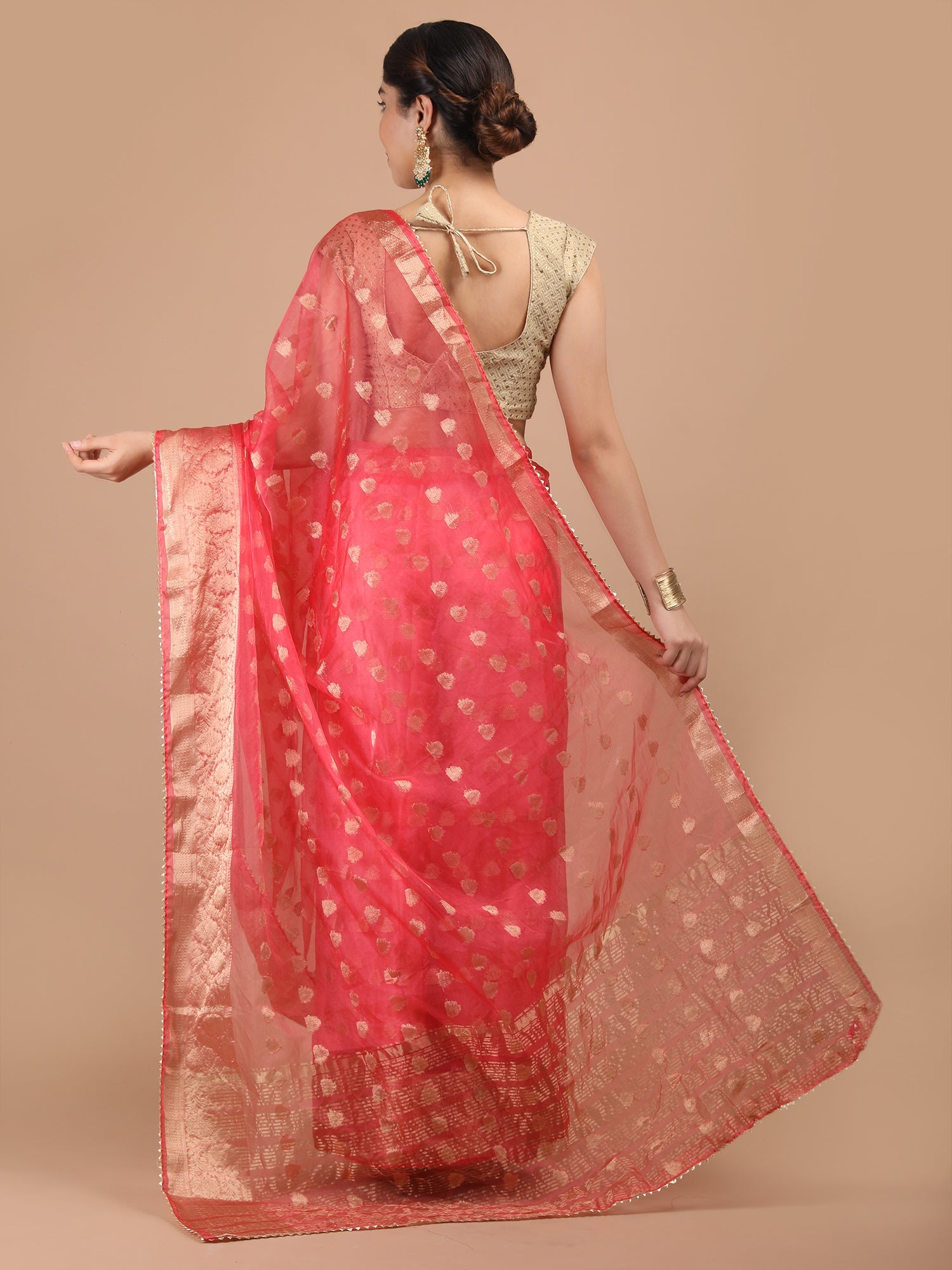 Organza Booti with Border Saree