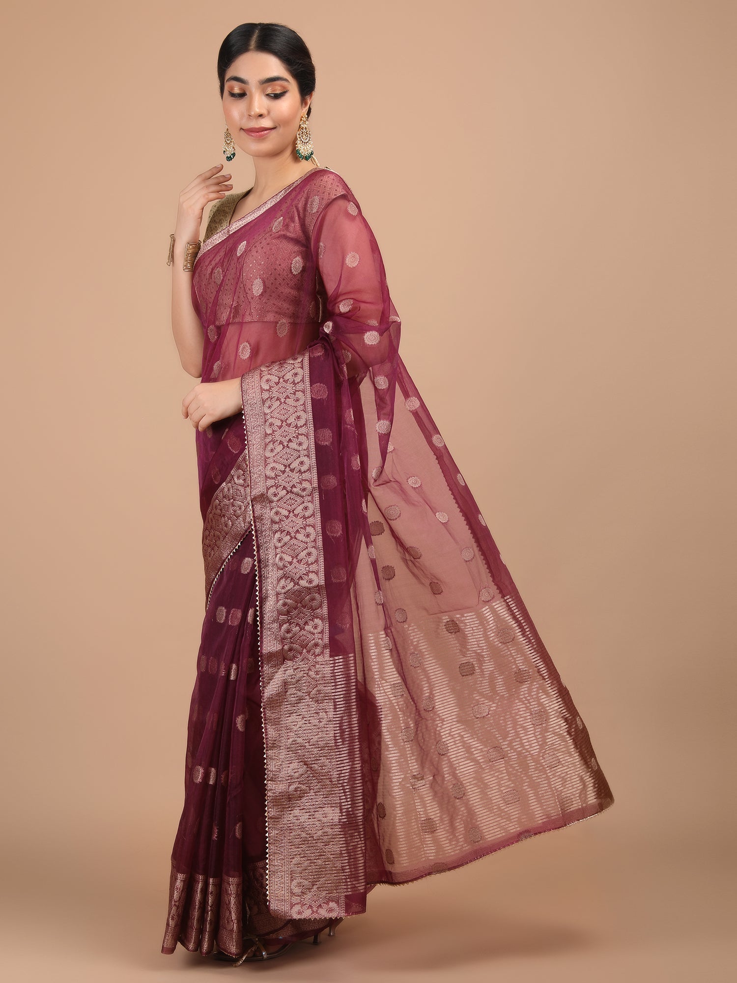 Organza Booti with Border Saree