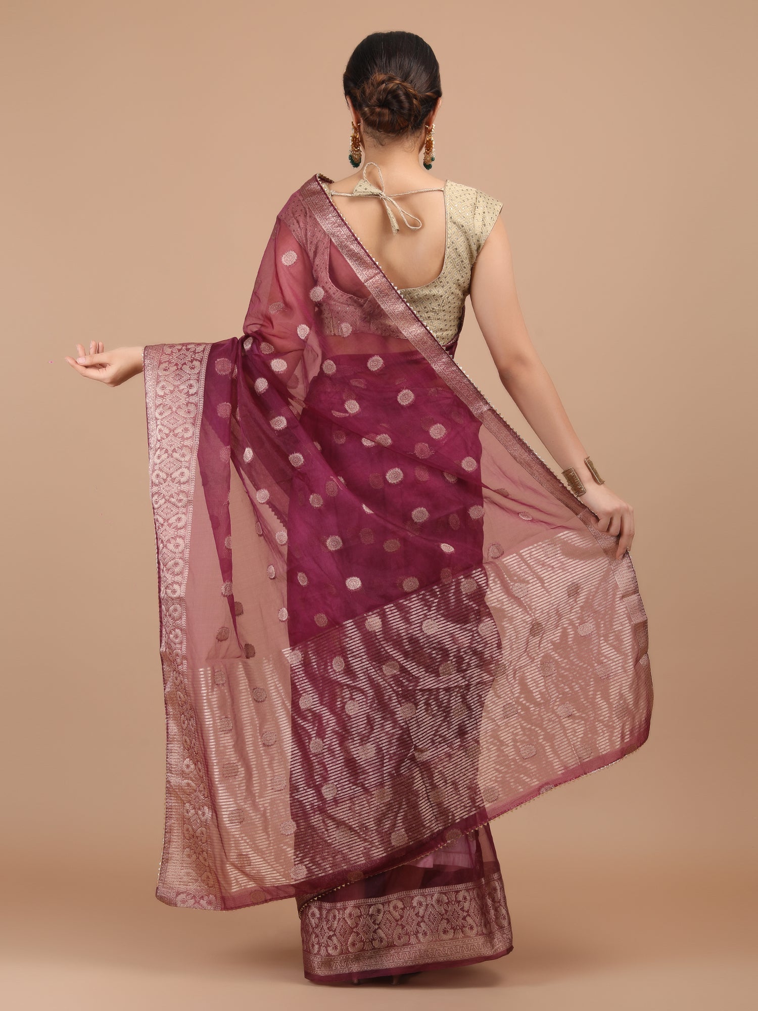 Organza Booti with Border Saree