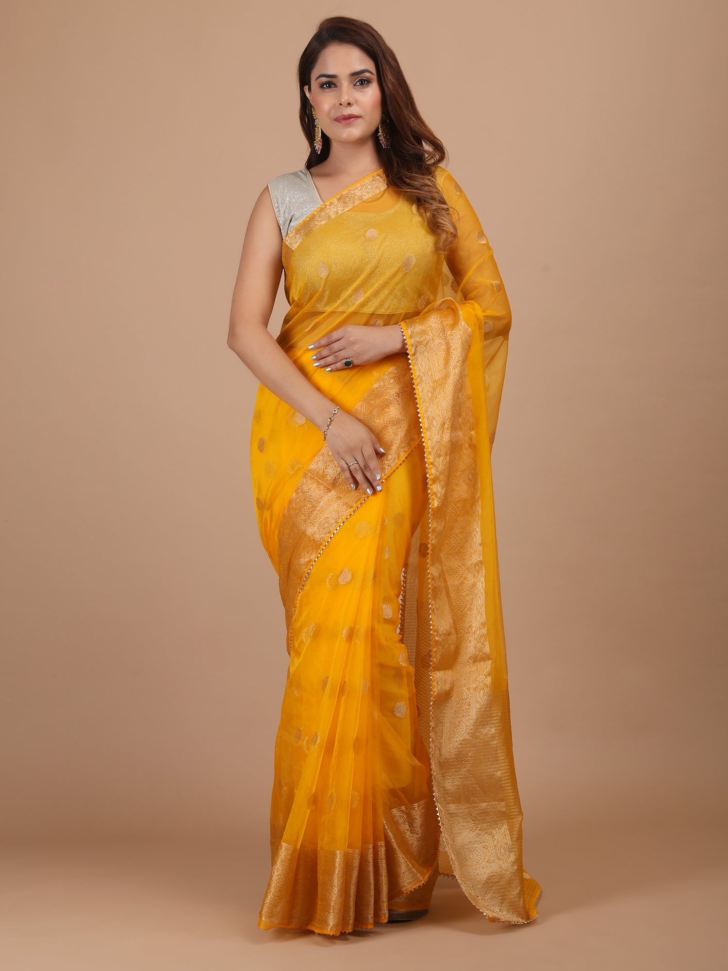 Organza Booti with Border Saree