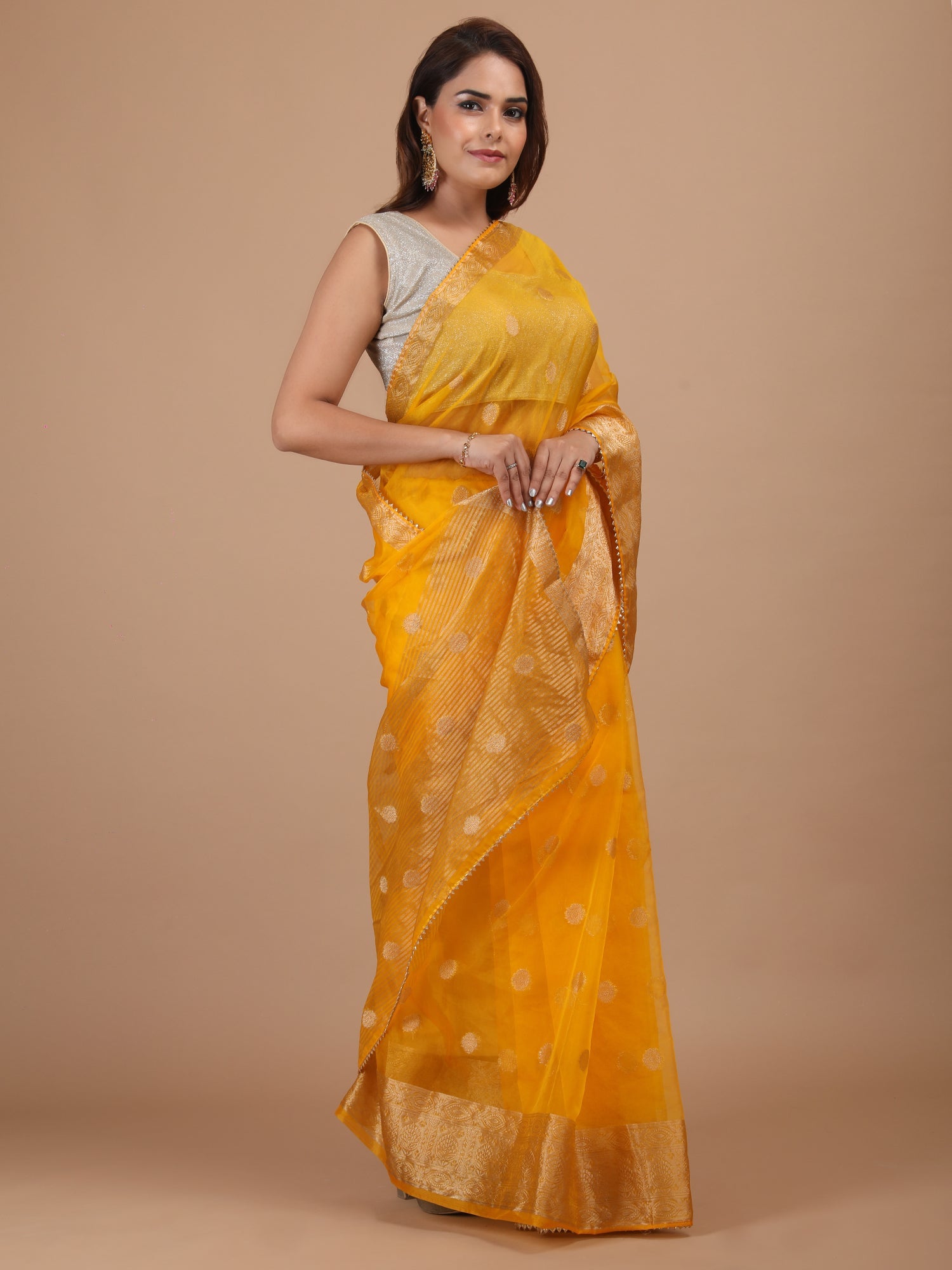 Organza Booti with Border Saree