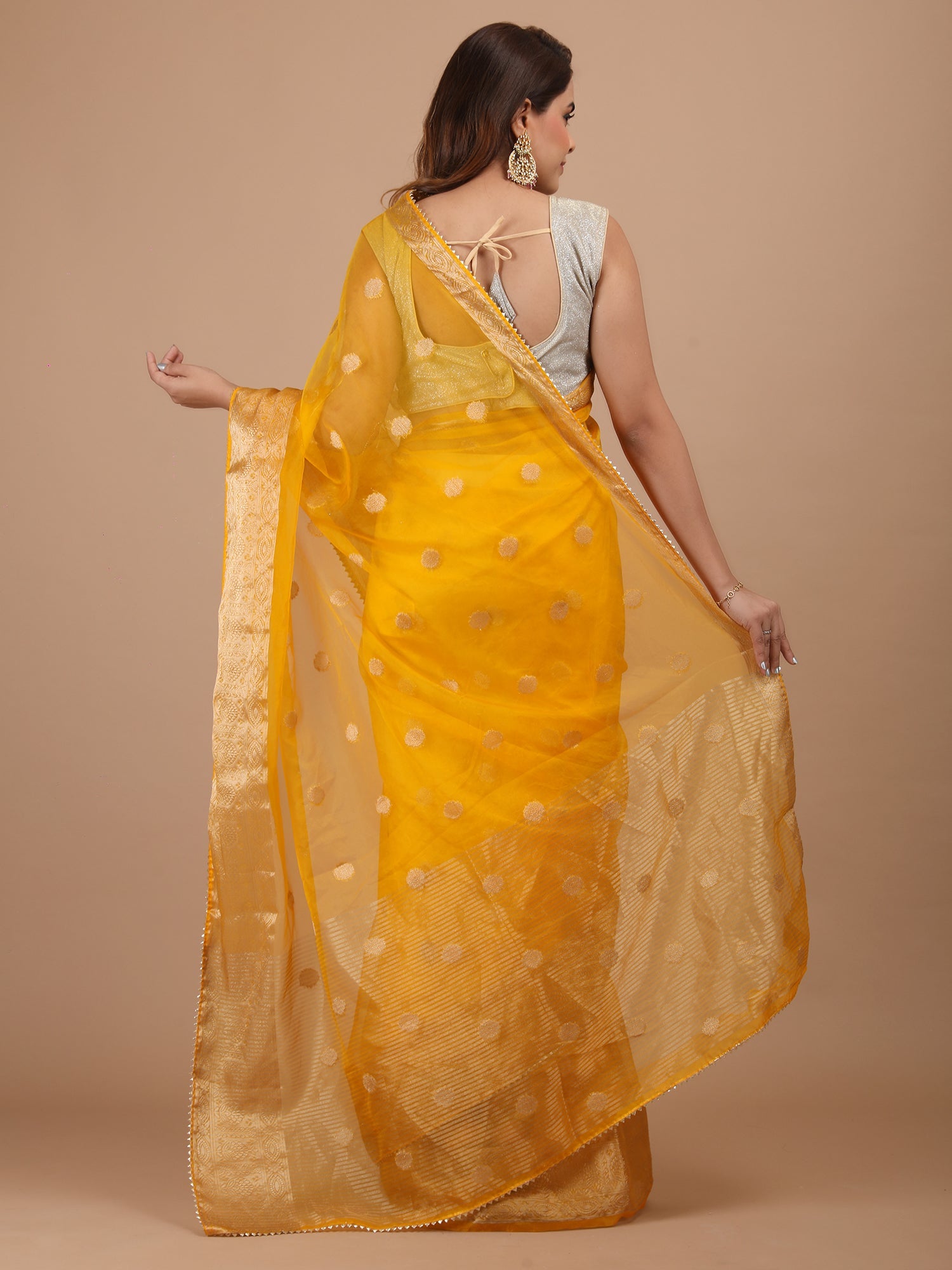 Organza Booti with Border Saree