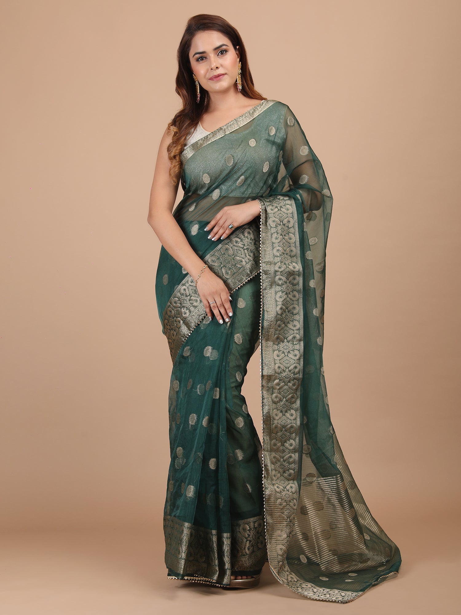 Organza Booti with Border Saree
