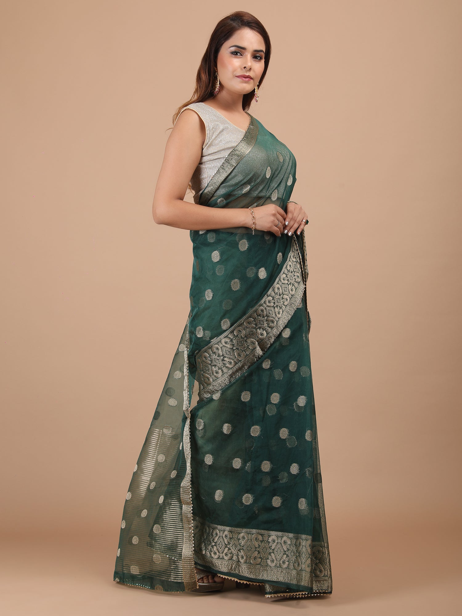 Organza Booti with Border Saree