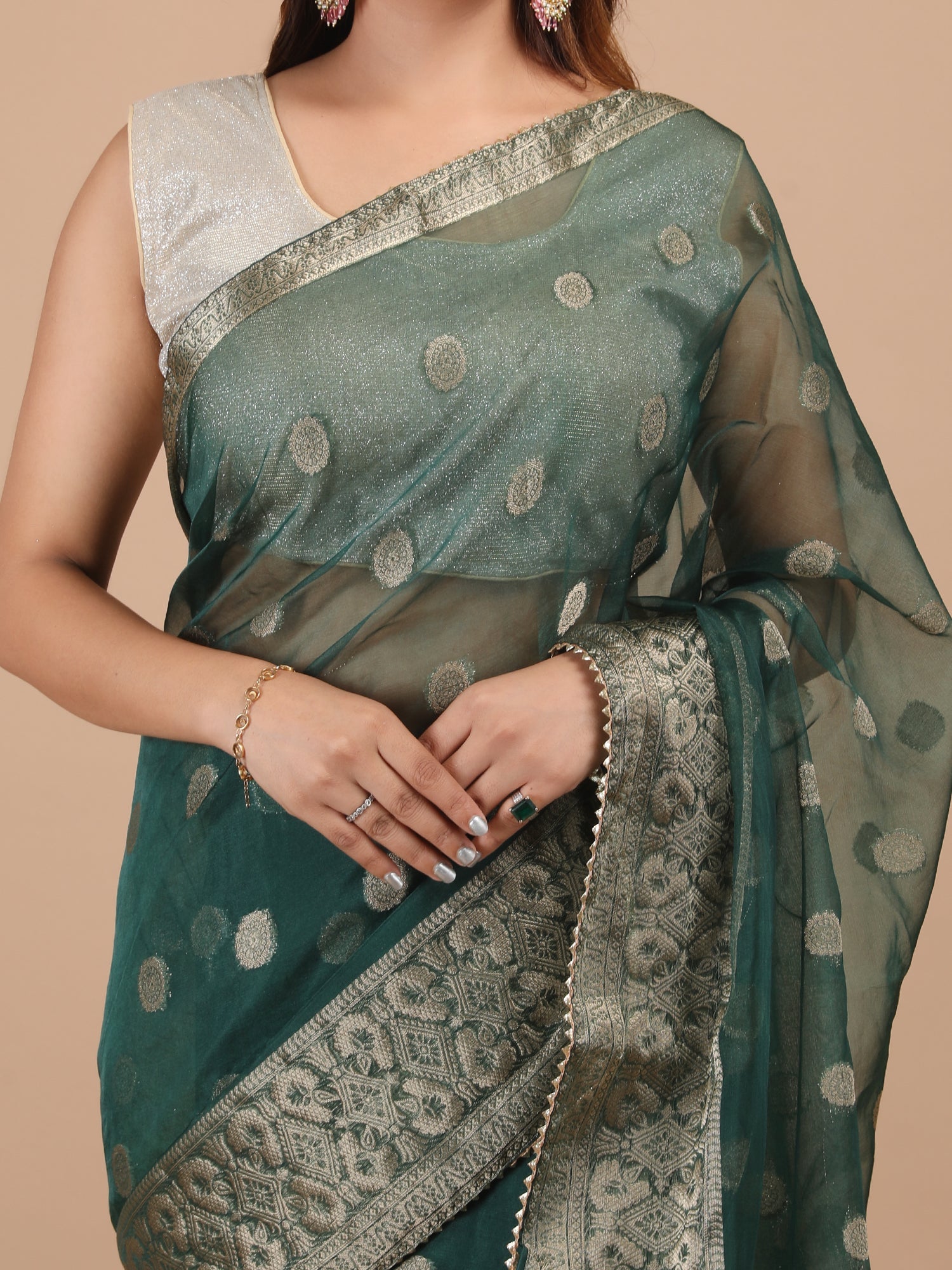 Organza Booti with Border Saree