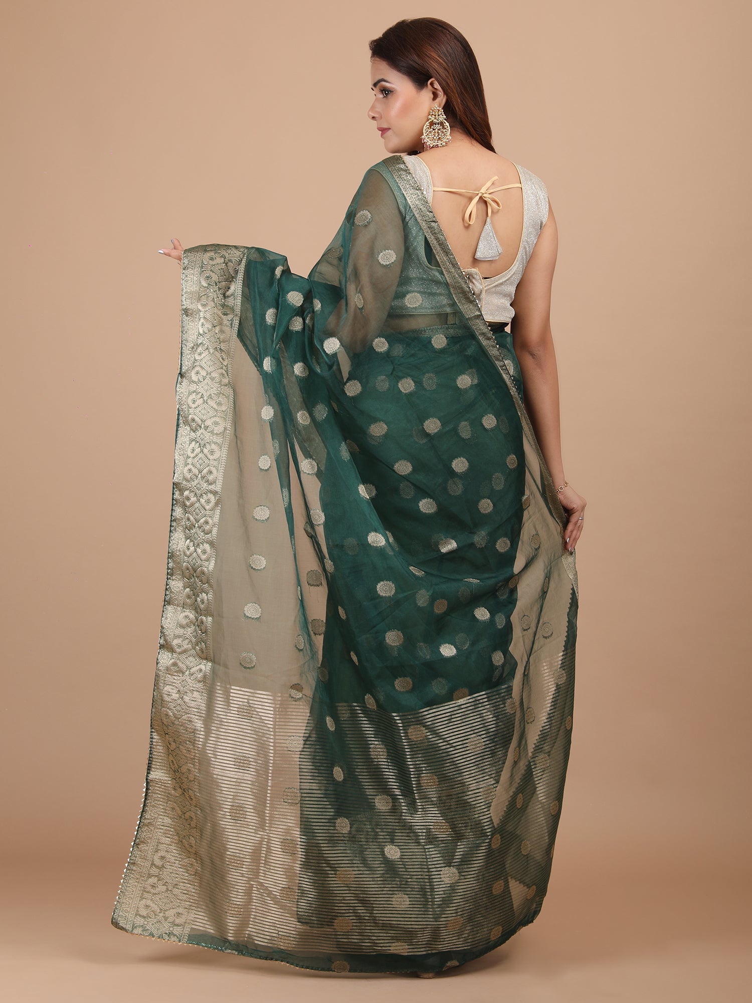 Organza Booti with Border Saree