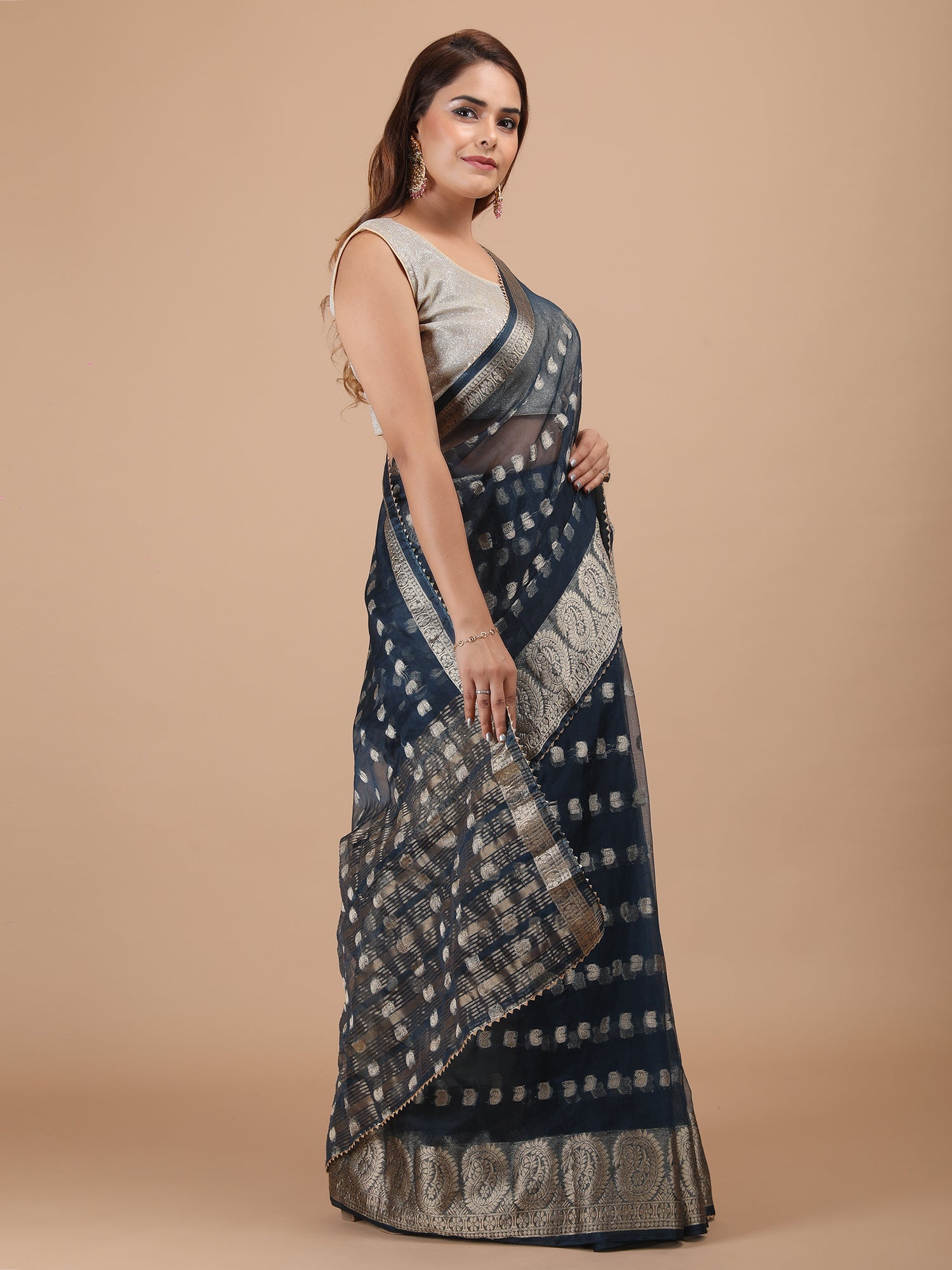 Organza Booti with Border Saree