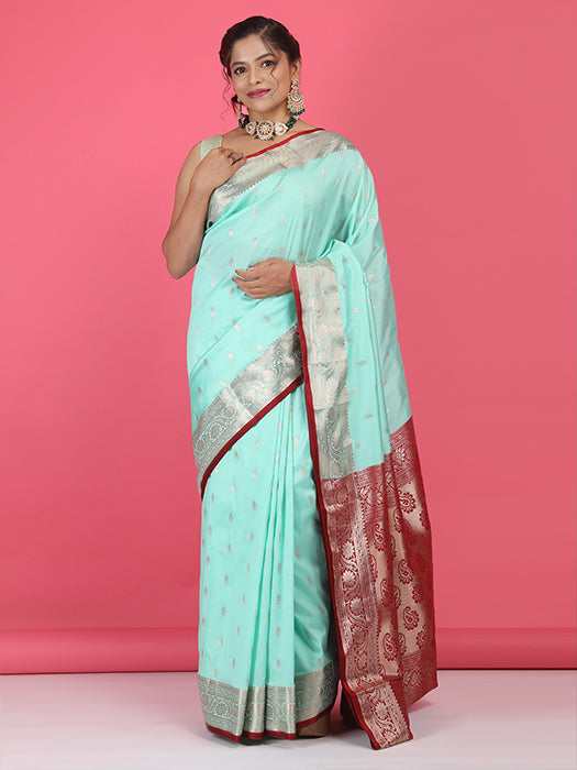 Silk Booti Border with Pallu Saree