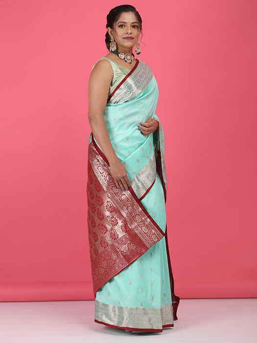Silk Booti Border with Pallu Saree