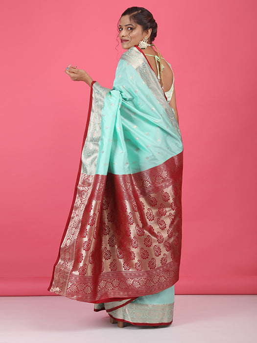 Silk Booti Border with Pallu Saree