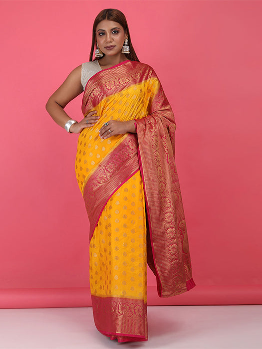 Paper Silk with Contrast Border Pallu Saree