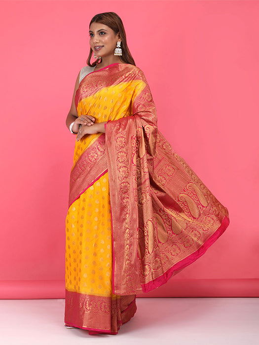 Paper Silk with Contrast Border Pallu Saree