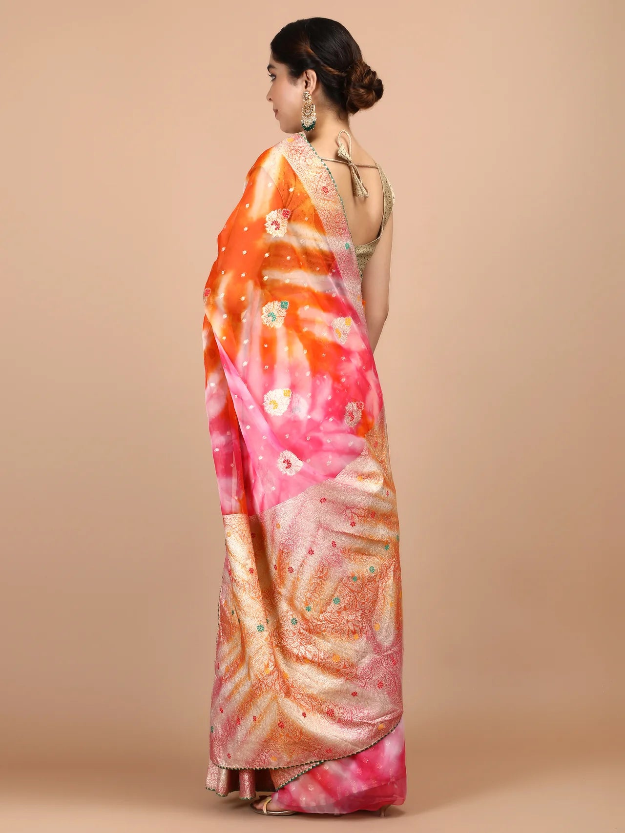 Organza Meena Booti with Border Saree