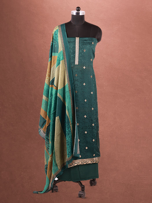Plain Self Jacquard Suit with Dupatta