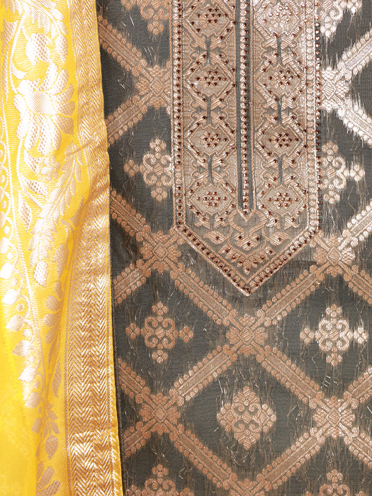 Pure Viscose Organza Jacquard Suit with Dupatta