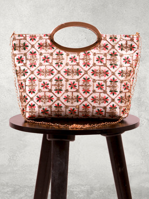 Handcrafted Silk Embroidered Ethnic Handbag