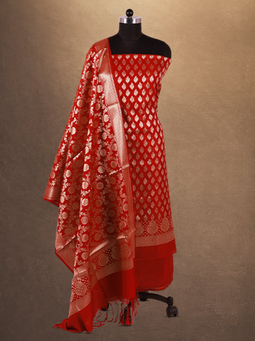 Heavy Banarasi Silk Woven Unstitched Suit Set with Dupatta