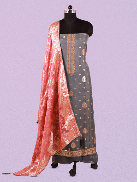 Pure Viscose Organza Jacquard Suit with Dupatta