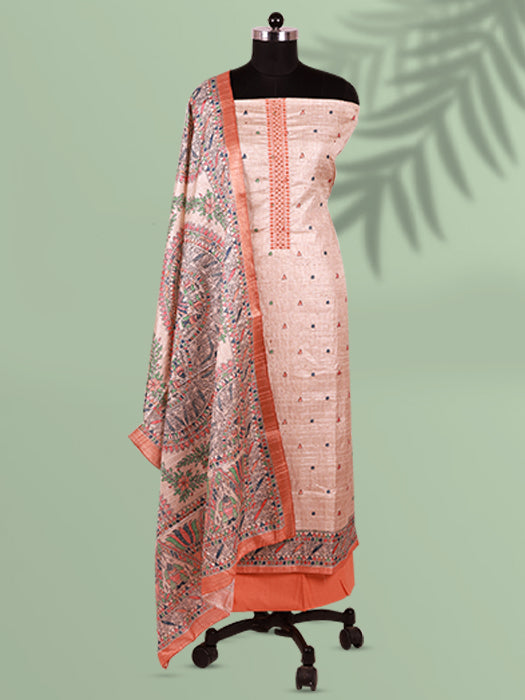 Madhubani Print Tussar Silk Suit Set