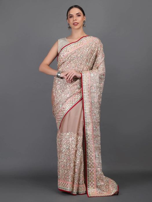 Chiffon Embroidery with Gota Patti Work Saree