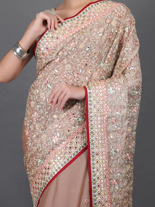 Chiffon Embroidery with Gota Patti Work Saree