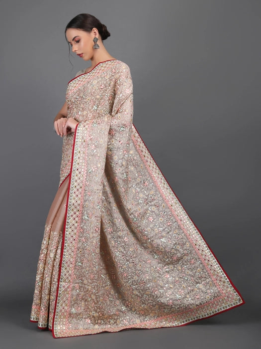 Chiffon Embroidery with Gota Patti Work Saree