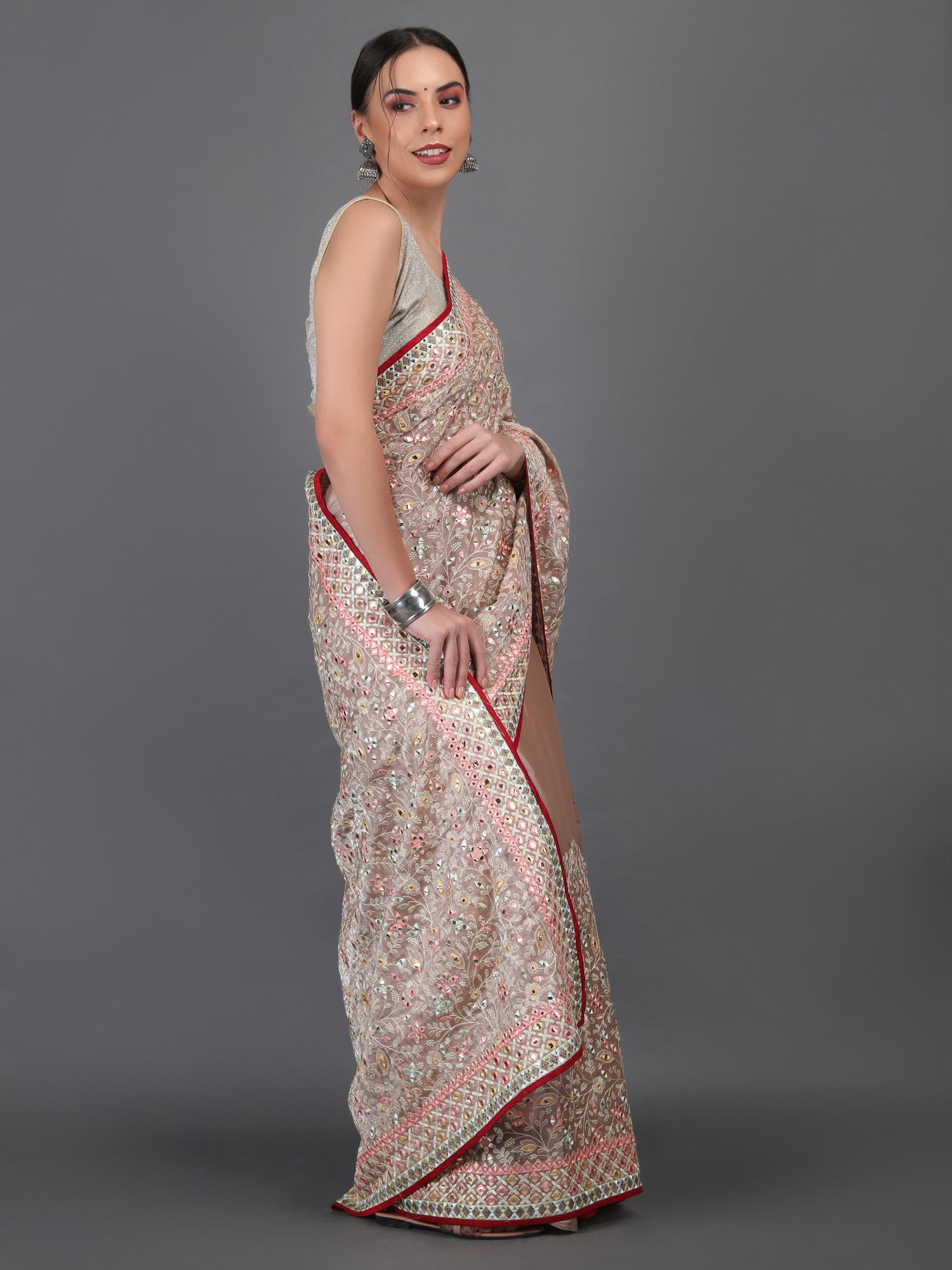 Chiffon Embroidery with Gota Patti Work Saree