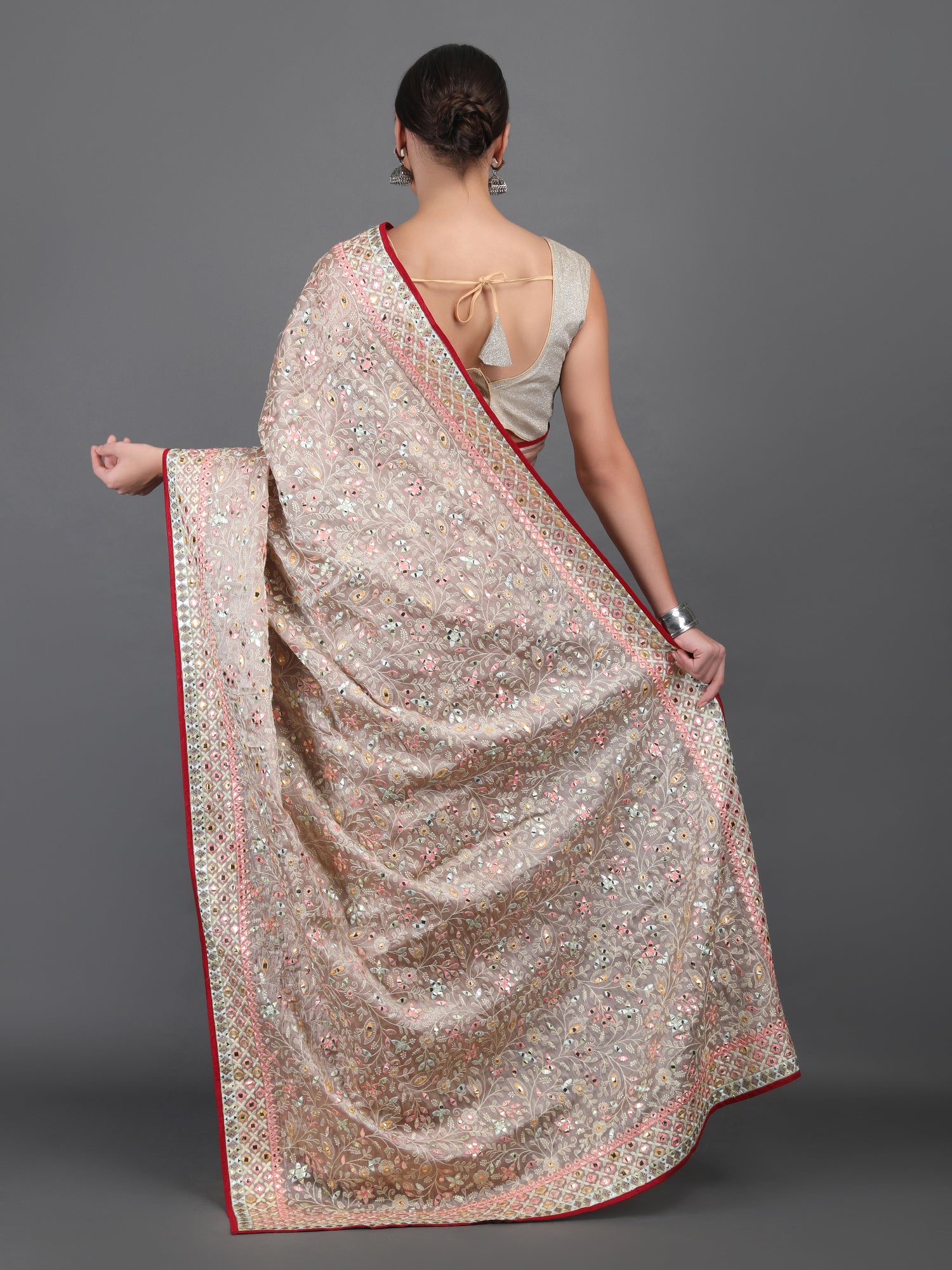 Chiffon Embroidery with Gota Patti Work Saree