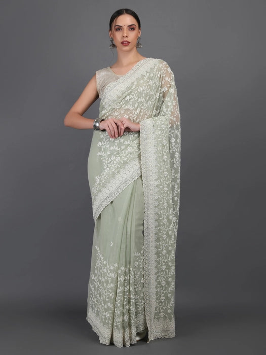All over Embroidery Zari Saree