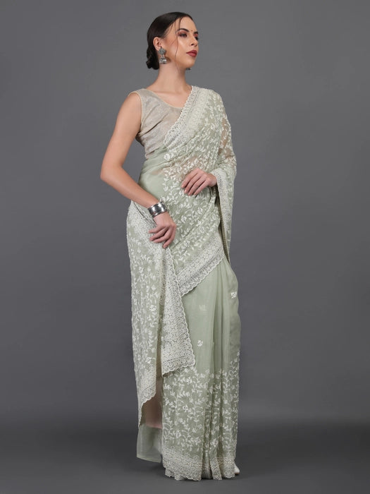 All over Embroidery Zari Saree